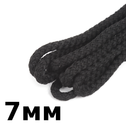 Шнур с сердечником 7мм, цвет Чёрный (плетено-вязанный, плотный)  в Абакане