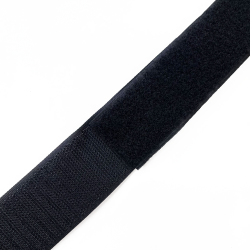 Контактная лента 40мм (38мм) цвет Черный (велькро-липучка, на отрез)  в Абакане